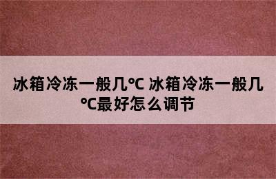 冰箱冷冻一般几℃ 冰箱冷冻一般几℃最好怎么调节